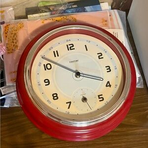 12” Vintage Inspired Red Wall Clock
